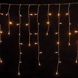 100 λαμπάκια LED ασύμμετρη κουρτίνα (βροχή) σταθερή με επέκταση, 1,80x0,60 m, διάφανο καλώδιο, IP44, Θερμό Λευκό (Warm white)