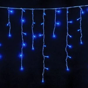 100 λαμπάκια LED ασύμμετρη κουρτίνα (βροχή) σταθερή με επέκταση, 1,80x0,60 m, διάφανο καλώδιο, IP44, Μπλε