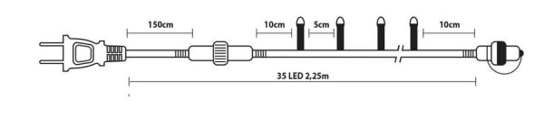 35 λαμπάκια LED σε σειρά, 1,75 m, πράσινο καλώδιο, σταθερή, με επέκταση, IP20, Θερμό λευκό (Warm white) - Image 2