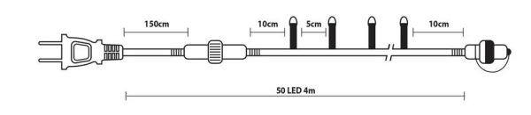 50 λαμπάκια LED σε σειρά 25 m διάφανο καλώδιο σταθερή με επέκταση IP20 Θερμο λευκο Warm white