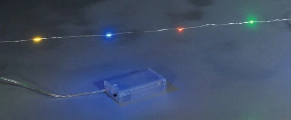50 λαμπάκια LED σε σειρά μπαταρίας, 5 m, ασημί καλώδιο χαλκού (Copper), σταθερή, IP20, Πολύχρωμο / Χρωματιστό / Multi