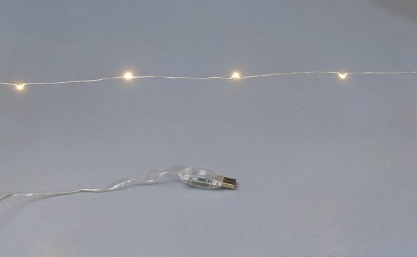 100 λαμπάκια LED σε σειρά 5 m καλώδιο χαλκού Copper 8 προγράμματα με USB Σύνδεση Θερμό Λευκό Warm white