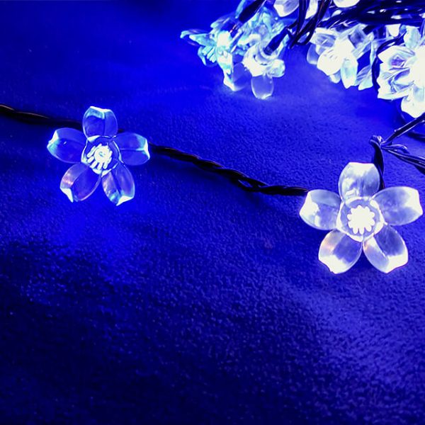 80 λαμπάκια LED σε σειρά με ακρυλικά λουλούδια Αμυγδαλιά 7 m διάφανο καλώδιο σταθερή με επέκταση IP20 ΔΙΧΡΩΜΟ Ψυχρό λευκο