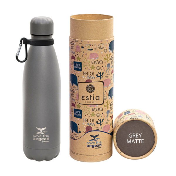 Estia Μπουκάλι Θερμός Travel Flask Save the Aegean, 500ml, Matte grey - Γκρι - Image 2