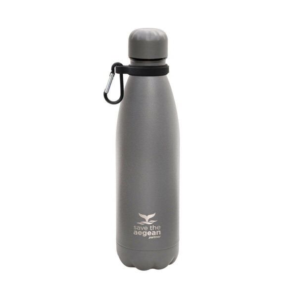 Estia Μπουκάλι Θερμός Travel Flask Save the Aegean, 500ml, Matte grey - Γκρι