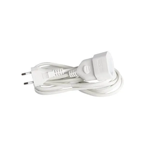 Eurolamp Προέκταση Διπολική, Λευκή, 3 m καλώδιο