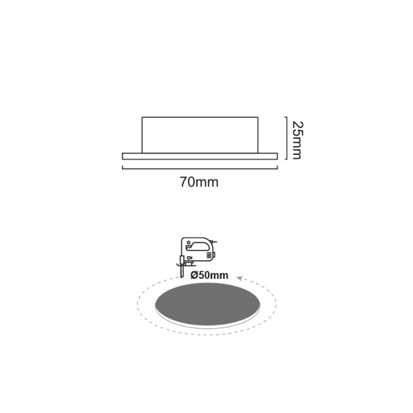 ACA Νίκελ Σποτ Χωνευτό με Ενσωματωμένο LED, 2W, 3000K - Image 2