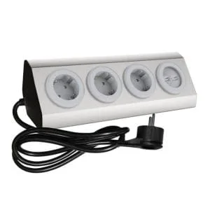 Adeleq Γωνιακό Πολύπριζο 3 Θέσεων Σούκο και 2 USB, Γκρι, 1,5 m μαύρο καλώδιο