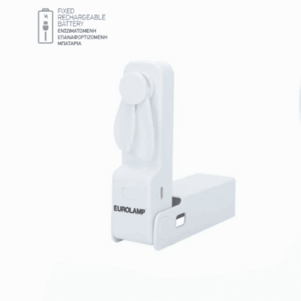 Eurolamp Ανεμιστήρας 2σε1 χειρός & επιτραπέζιος 4.5W, Φ8cm, Επαναφορτιζόμενος (Micro USB), Λευκός - Image 2