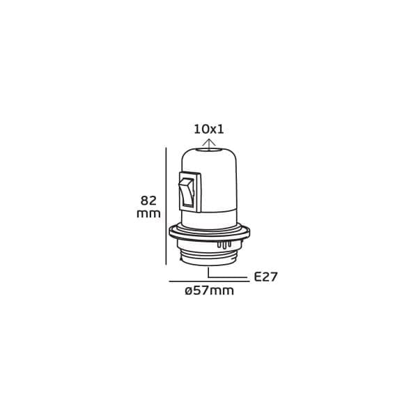 VK Lighting Ντουί με Διακόπτη & Ροδέλα, E27, Μαύρο - Image 2