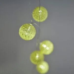 10 διακοσμητικές χρυσές πλεκτές υφασμάτινες μπάλες με λαμπάκια LED σε σειρά μπαταρίας, 1,35 m, διάφανο καλώδιο, σταθερή, χρονοδιακόπτης, IP20, Θερμό Λευκό (Warm white)