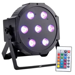 LED PAR 56 μαύρος προβολέας Φωτορυθμικό  με τηλεχειριστήριο/controler, 7 LED, 7x10W, RGBWW