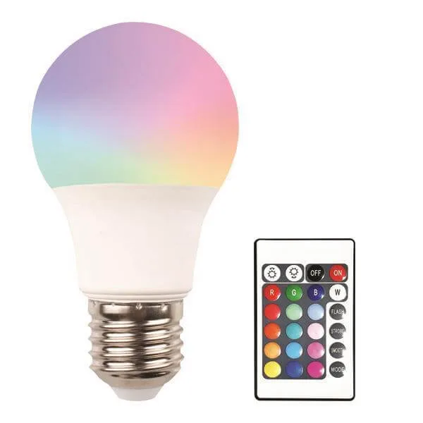 Eurolamp Λάμπα LED A60 με τηλεχειριστήριο/controler, 9W, για ντουί E27, RGBW (RGB + Warm white)