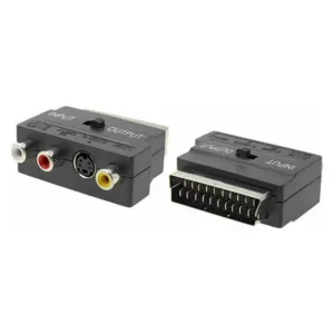 Αντάπτορας Scart male σε 3 RCA + S-Video female με διακόπτη in-out (Μούφα), Μαύρο
