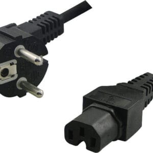 Καλώδιο τροφοδοσίας Euro - IEC C15, 1,5m, Μαύρο