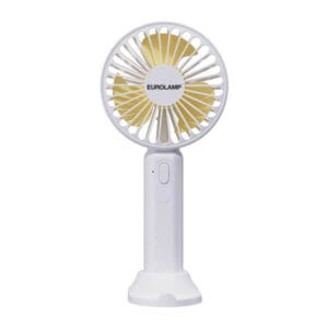 Eurolamp Ανεμιστήρας 2σε1 χειρός & επιτραπέζιος 4.5W, Φ9cm, Επαναφορτιζόμενος (USB-C), Λευκός - Κίτρινος