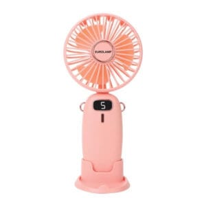 Eurolamp Ανεμιστήρας 2σε1 χειρός & επιτραπέζιος 4.5W, Φ9cm, Επαναφορτιζόμενος (USB-C), Ροζ