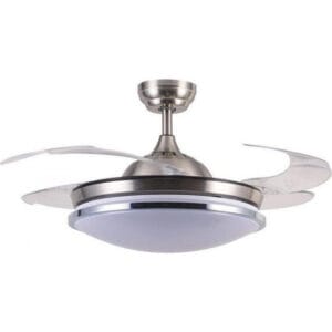 Eurolamp Ανεμιστήρας οροφής 55W με φως LED και ανοιγοκλεινόμενες φτερωτές, Τηλεχειριστήριο και χρονοδιακόπτη, Φ107cm, Νίκελ