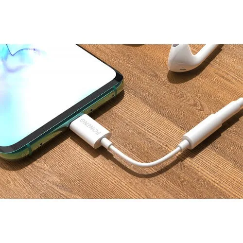 Foneng Καλώδιο 3.5mm jack – USB-C, 10 cm, Λευκό - Image 2