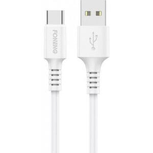 Foneng Καλώδιο USB-A - USB-C, 1m, Λευκό