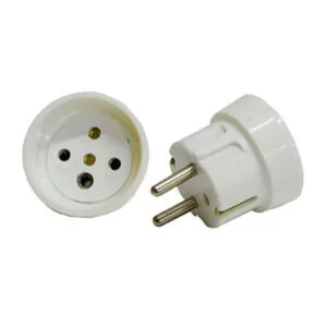 Αντάπτορας φις διπολικό αρσενικό σε τριπολικό, Λευκός