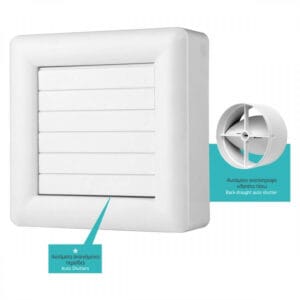 Spotlight Εξαεριστήρας μπάνιου 15W με περσίδες, Φ10, 15×5×15(h) cm, Λευκός