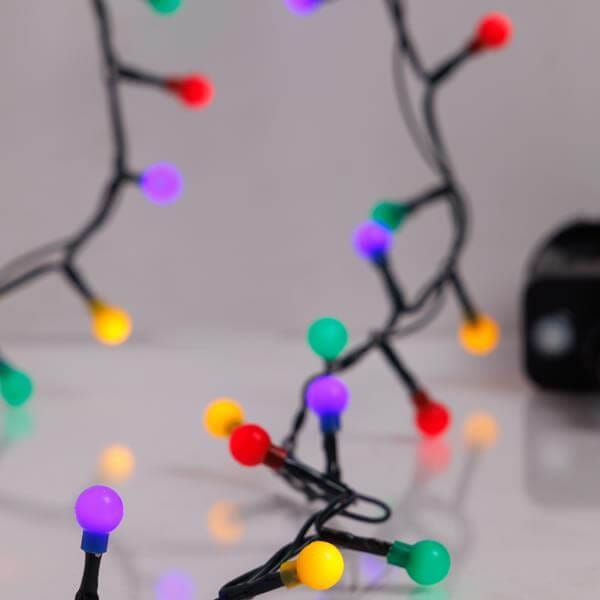 100 λαμπάκια LED σε σειρά με χρωματιστές μπαλίτσες (0,9cm), 3 m, πράσινο καλώδιο, 8 προγράμματα, IP44, Πολύχρωμο (Χρωματιστό-Multi) 1 100 λαμπάκια LED σε σειρά με χρωματιστές μπαλίτσες 09cm 3 m πράσινο καλώδιο 8 προγράμματα IP44 Πολύχρωμο Χρωματιστό Multi