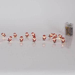 20 Άγιοι Βασίληδες με λαμπάκια LED σε σειρά μπαταρίας, 2 m, ασημί καλώδιο χαλκού (Copper), σταθερή, χρονοδιακόπτης, IP20, Θερμό Λευκό (Warm white)