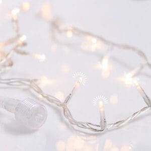 300 λαμπάκια FLASH LED σε σειρά, 30 m, διάφανο καλώδιο, με επέκταση, IP44, Θερμό λευκό (Warm white)