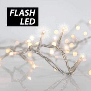 100 λαμπάκια FLASH LED ασύμμετρη κουρτίνα (βροχή) flash με επέκταση, 2x0,70 m, διάφανο καλώδιο, IP44, Θερμό Λευκό (Warm white)