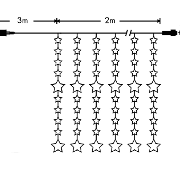 144 λαμπάκια LED κουρτίνα με αστέρια, 8 προγράμματα και επέκταση, 2x2(h) m, διάφανο καλώδιο, IP44, Θερμό Λευκό (Warm white) 3 144 λαμπάκια LED κουρτίνα με αστέρια, 8 προγράμματα και επέκταση, 2x2(h) m, διάφανο καλώδιο, IP44, Θερμό Λευκό (Warm white) - Image 2