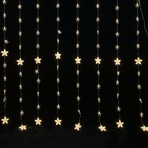 144 λαμπάκια LED κουρτίνα με αστέρια, 8 προγράμματα και επέκταση, 2x2(h) m, διάφανο καλώδιο, IP44, Θερμό Λευκό (Warm white) 1 144 λαμπάκια LED κουρτίνα με αστέρια 8 προγράμματα και επέκταση 2x2h m διάφανο καλώδιο IP44 Θερμό Λευκό Warm white