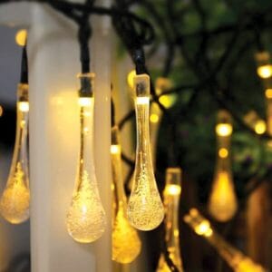 20 λαμπάκια LED σε σειρά με διακοσμητικές σταγόνες, 3 m, διάφανο καλώδιο, σταθερή, με επέκταση, IP44, Θερμό Λευκό (Warm white)