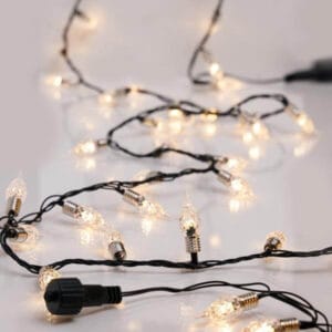 200 λαμπάκια LED σε σειρά με διακοσμητικά Vintage, 10 m, πράσινο καλώδιο, σταθερή, με επέκταση, IP44, Θερμό Λευκό (Warm white)