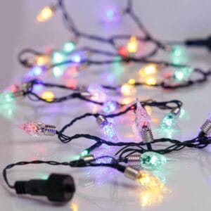 200 λαμπάκια LED σε σειρά με διακοσμητικά Vintage, 10 m, πράσινο καλώδιο, σταθερή, με επέκταση, IP44, Πολύχρωμο (Χρωματιστό-Multi)