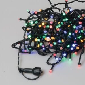 300 λαμπάκια milky Buld LED σε σειρά, 15 m, μαύρο καλώδιο, 8 προγράμματα, με επέκταση, IP44, Πολύχρωμο (Χρωματιστό-Multi)