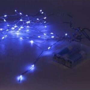 50 λαμπάκια LED σε σειρά μπαταρίας, 3,7 m, ασημί καλώδιο χαλκού (Copper), σταθερή, χρονοδιακόπτης, IP20, Μπλε