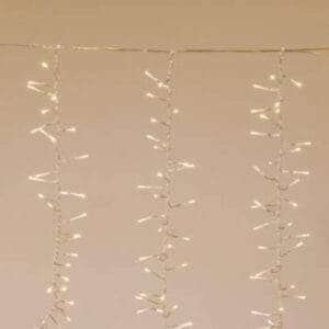 600 λαμπάκια LED κουρτίνα Cluster σταθερή με επέκταση, 3x0,7 m, διάφανο καλώδιο, IP44, Θερμό Λευκό (Warm white)