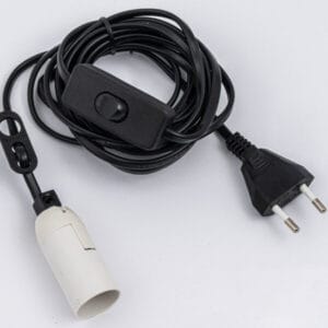 Καλώδιο 3.40m για Φωτιστικό με Ντουί E14 και διακόπτη, Μαύρο