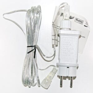 Μετασχηματιστής Λευκός έως 1500 λαμπάκια LED, IP44, για σειρά 8 Προγραμμάτων, 31V, 12WATT, με καλώδιο προέκτασης 5m