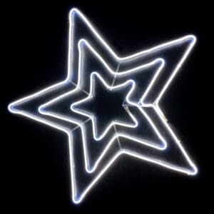Φωτοσωλήνας NEON LED Αστέρι τριπλό, 80x80 cm με 6 m φωτοσωλήνα, IP44, Εσωτερικού και Εξωτερικού Χώρου, με προγράμματα, Ψυχρό Λευκό