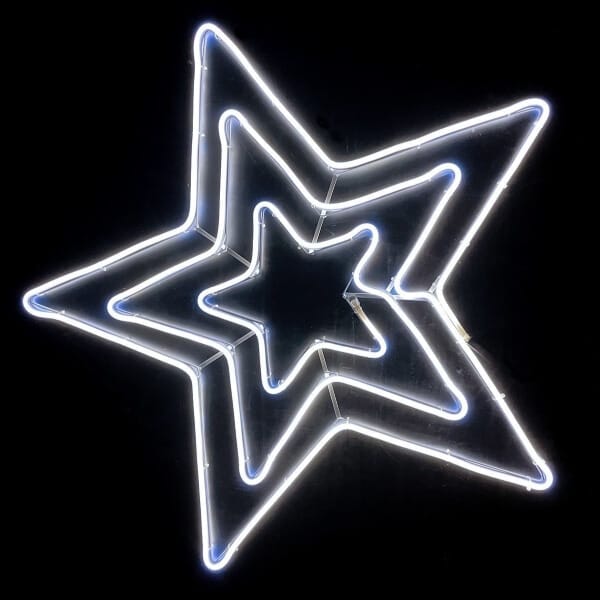 Φωτοσωλήνας NEON LED Αστέρι τριπλό, 80x80 cm με 6 m φωτοσωλήνα, IP44, Εσωτερικού και Εξωτερικού Χώρου, με προγράμματα, Ψυχρό Λευκό 1 Φωτοσωλήνας NEON LED Αστέρι τριπλό 80x80 cm με 6 m φωτοσωλήνα IP44 Εσωτερικού και Εξωτερικού Χώρου με προγράμματα Ψυχρό Λευκό