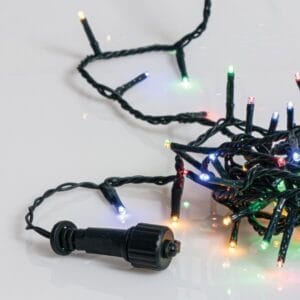 100 λαμπάκια LED σε σειρά, 5 m, πράσινο καλώδιο, 8 προγράμματα, με επέκταση, IP44, Πολύχρωμο (Χρωματιστό-Multi)