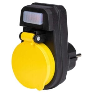 Spotlight Αντάπτορας στεγανός με διακόπτη, 1 Θέσης Σούκο, Μαύρος Κίτρινος