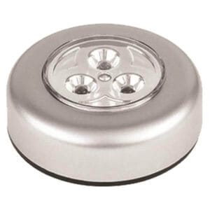 Eurolamp Ασημί Στρογγυλό σποτ πατητό μπαταρίας LED, 0.2W (περιέχει 2 το τεμάχιο)