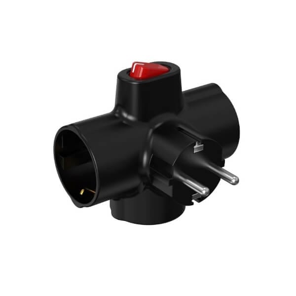 Telco Αντάπτορας Σταυρός με διακόπτη 3 Θέσεων Σούκο Μαύρος