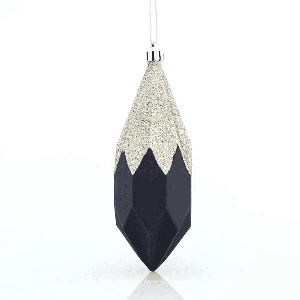 Στολίδι Διαμάντι 45x135cm Μαύρο με ασημί glitter περιέχει 3 το τεμάχιο