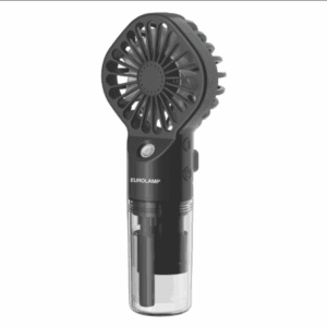 Eurolamp Ανεμιστήρας χειρός Mist με λειτουργία υδρονέφωσης 2W, Φ6.5cm, Επαναφορτιζόμενος (USB-C), Μαύρος