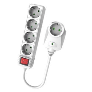 Eurolamp Πολύπριζο υπέρτασης με διακόπτη, 4+1 Θέσεων Σούκο, Λευκό, 1,5 m καλώδιο