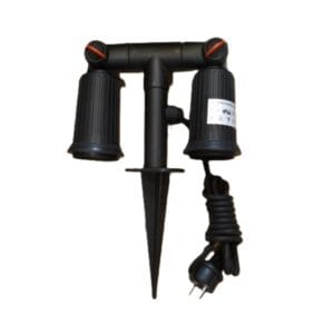 ITS Μαύρο Σποτ κήπου καρφωτό διπλό PAR38, Ε27, IP44, με καλώδιο τροφοδοσίας